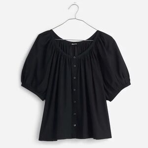 Madewell Black Puff Sleeve A-Line Top